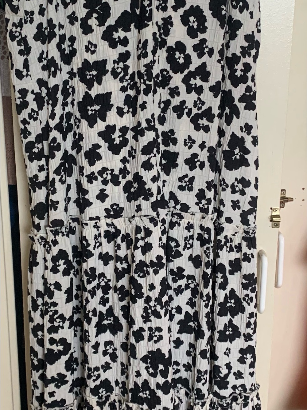 Black and White Floral Tiered Maxi Dress